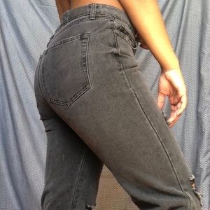 Black, Distressed Mom Jeans